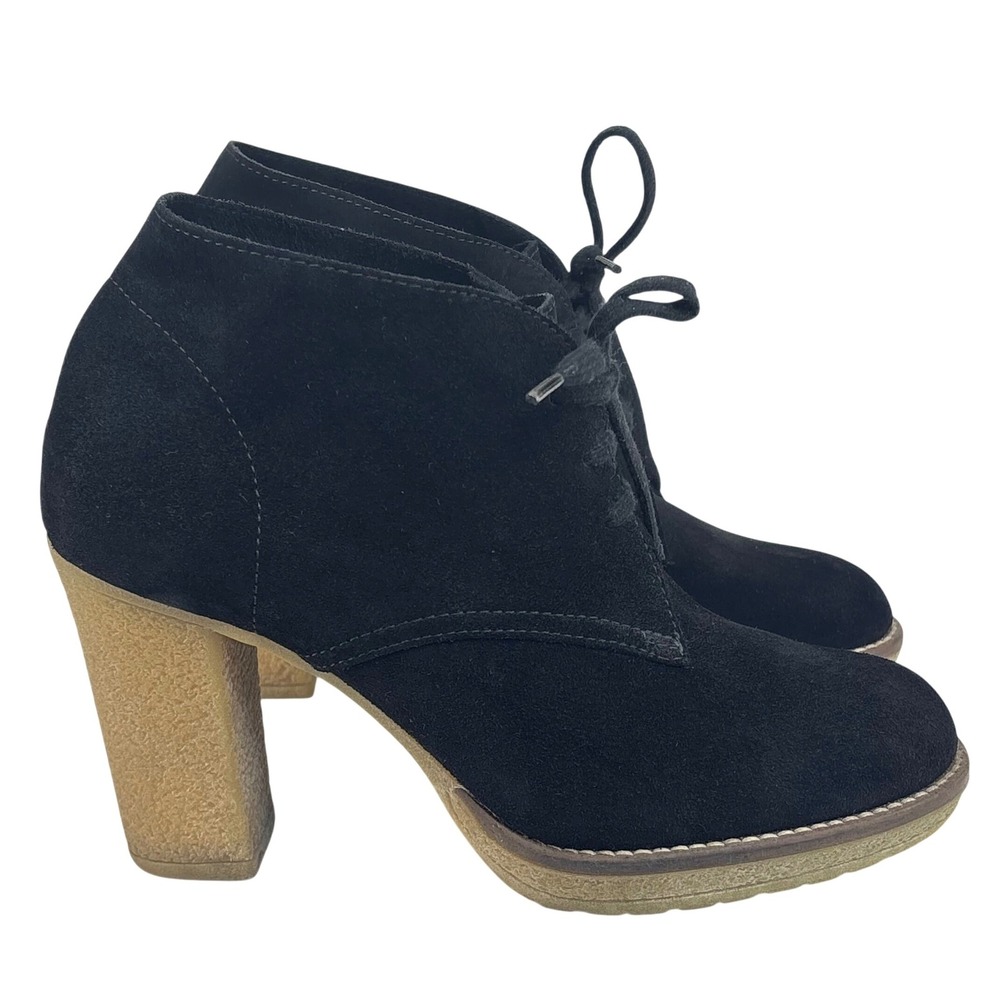 J Crew Ankle Boots Black Suede Nubuck Leather Lace Up Preppy Academia ITALY 7